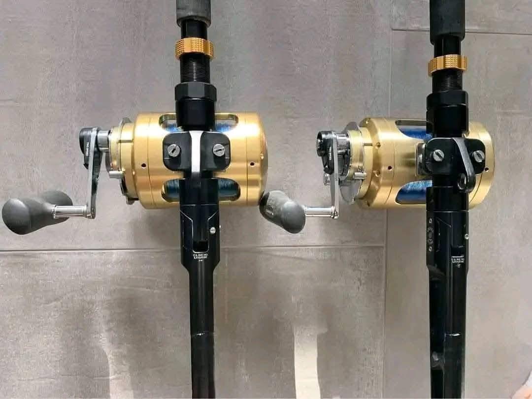 Pair of Shimano Tiagra 50W 2‑Speed Reels on Connelly Trolling Rods with Winthrop Adjustable Butts - Image 2